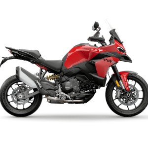 Red V2 adventure motorcycle