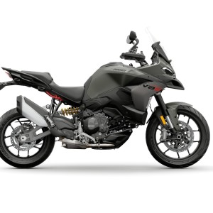 Gray adventure motorcycle on white background