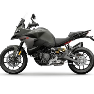 Adventure touring motorcycle with dark finish