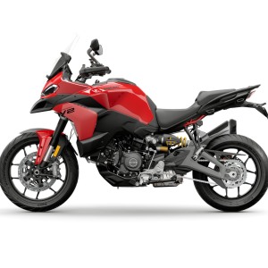 Red Ducati V2 motorcycle front.