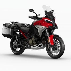 ducati multistrada v4 rally adventure travel & radar ducati red right view