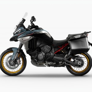 ducati multistrada v4 rally adventure travel & radar jade green left view