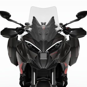 Black adventure motorcycle front view