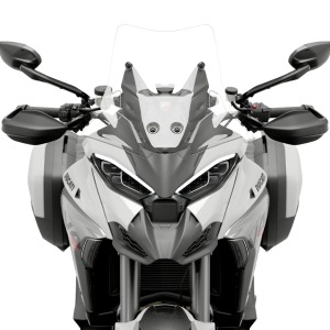 Motorcycle front with sharp headlights