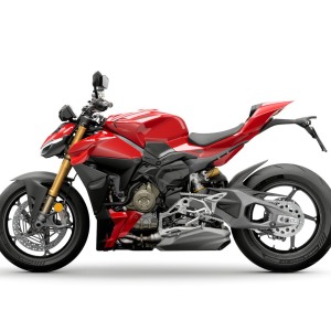 Red sport motorcycle side view