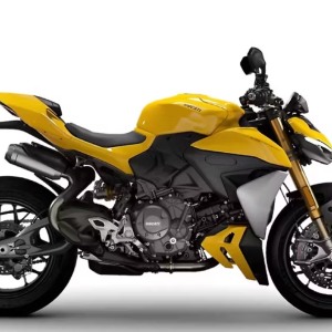 Yellow sport motorcycle on white background.