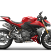 Red sport motorcycle on white background.