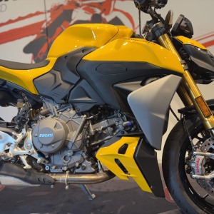 Yellow sport motorcycle detail