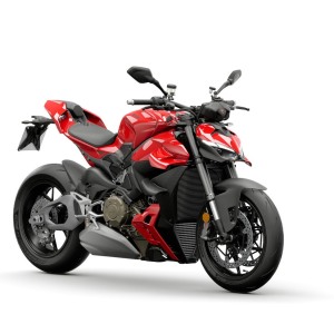 Red sport motorcycle on white background